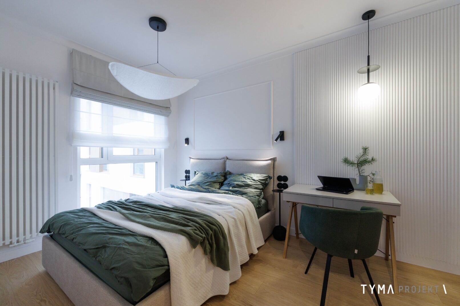 Sypialnia z lampą New Works.